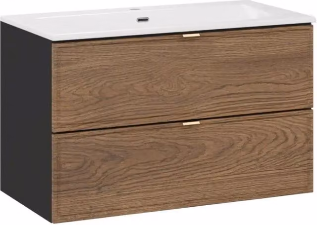 Set da bagno SAVIA: mobile sottolavabo 80cm + lavabo da incasso bianco