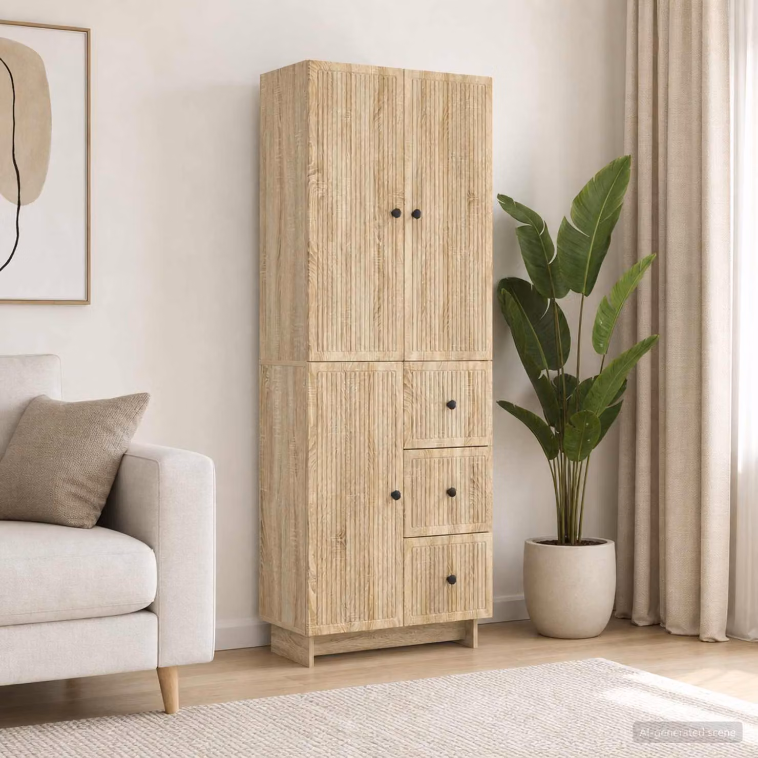 Set di mobili moderno vidaXL in legno ingegnerizzato marrone e beige per soggiorno o ufficio con ante scorrevoli e ripiani interni L/P/H: 90,0 x 34,5 x 66,0 cm