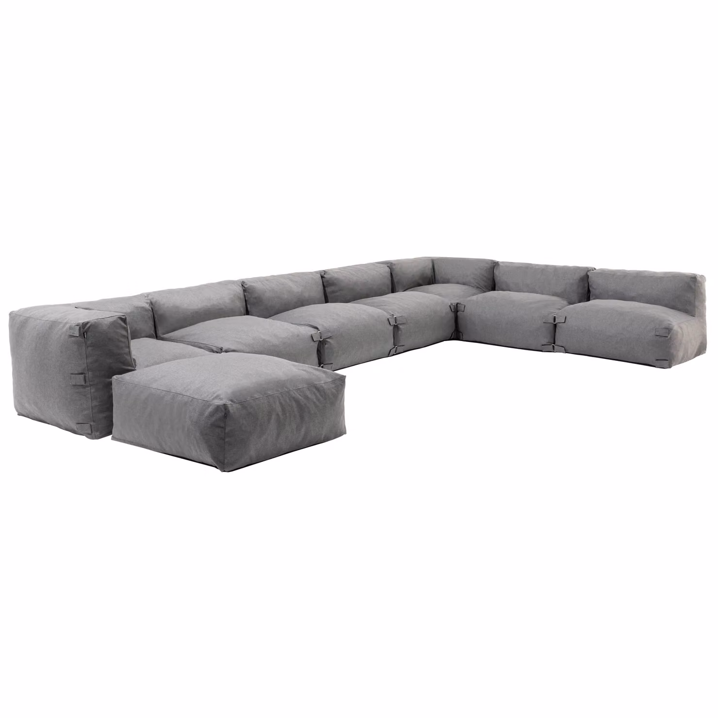 Divano ad angolo modulabile con 5 poltrone 2 angoli e 1 pouf grigio - Oviala Mixi