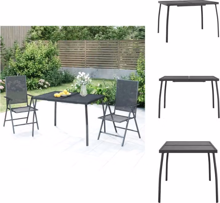vidaXL Tavolo da giardino antracite 110x80x72 cm con griglia in acciaio - Tavoli da giardino