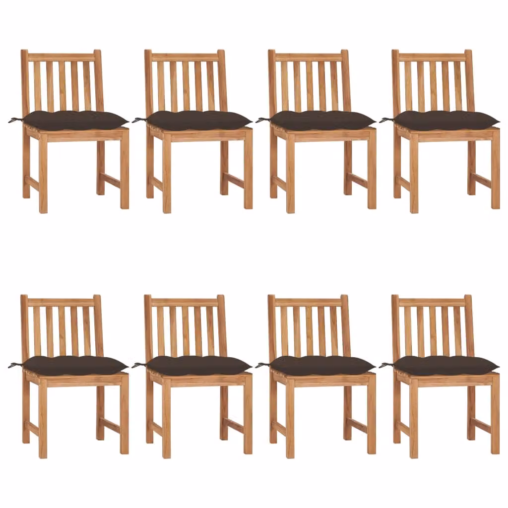 vidaXL Sedie da giardino 8 pezzi con cuscino in legno massiccio teak