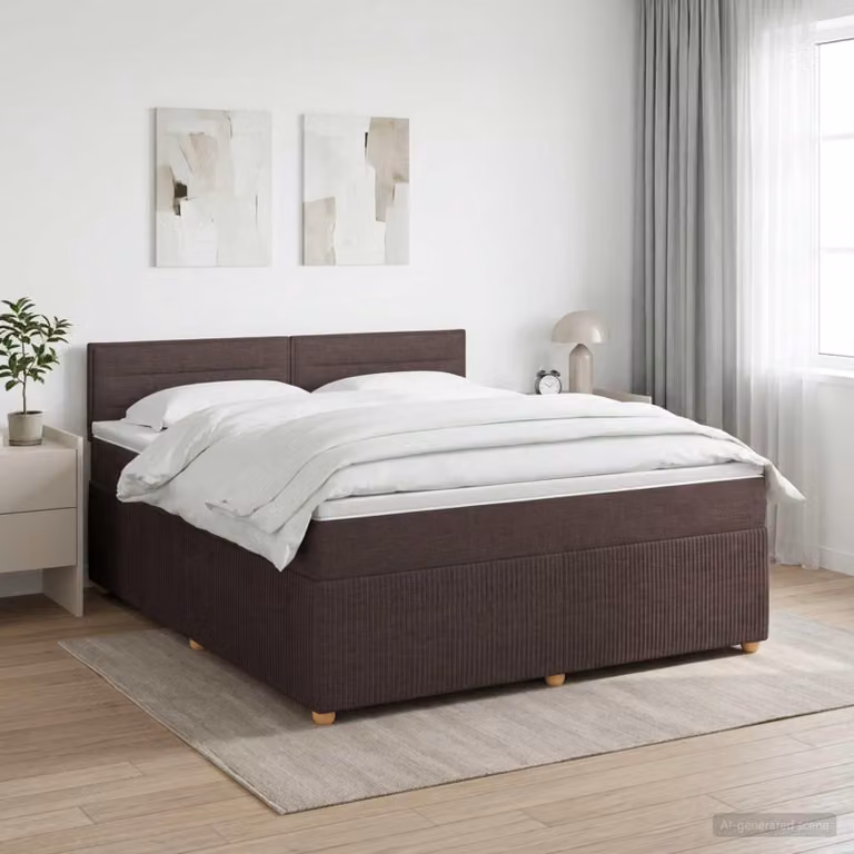 Maison Exclusive - Letto boxspring con materasso marrone scuro 180 x 200 cm Tessuto