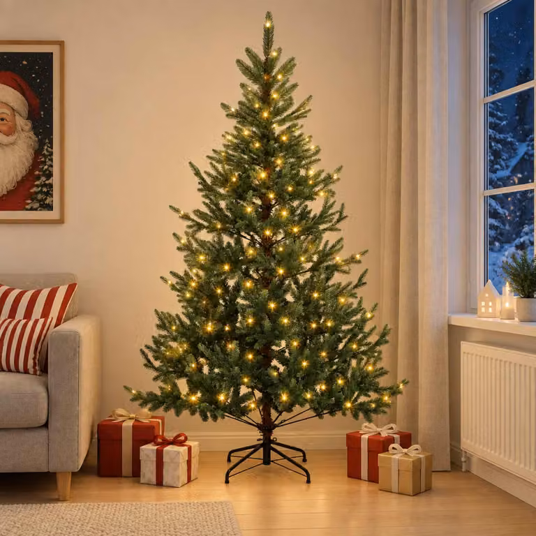 vidaXL Albero di Natale Artificiale con Rami Pieghevoli 240 cm 300 LED