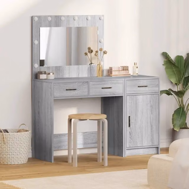 Tavolo da Trucco 2 pz Grigio 40 x 41 x 75 cm 3334232