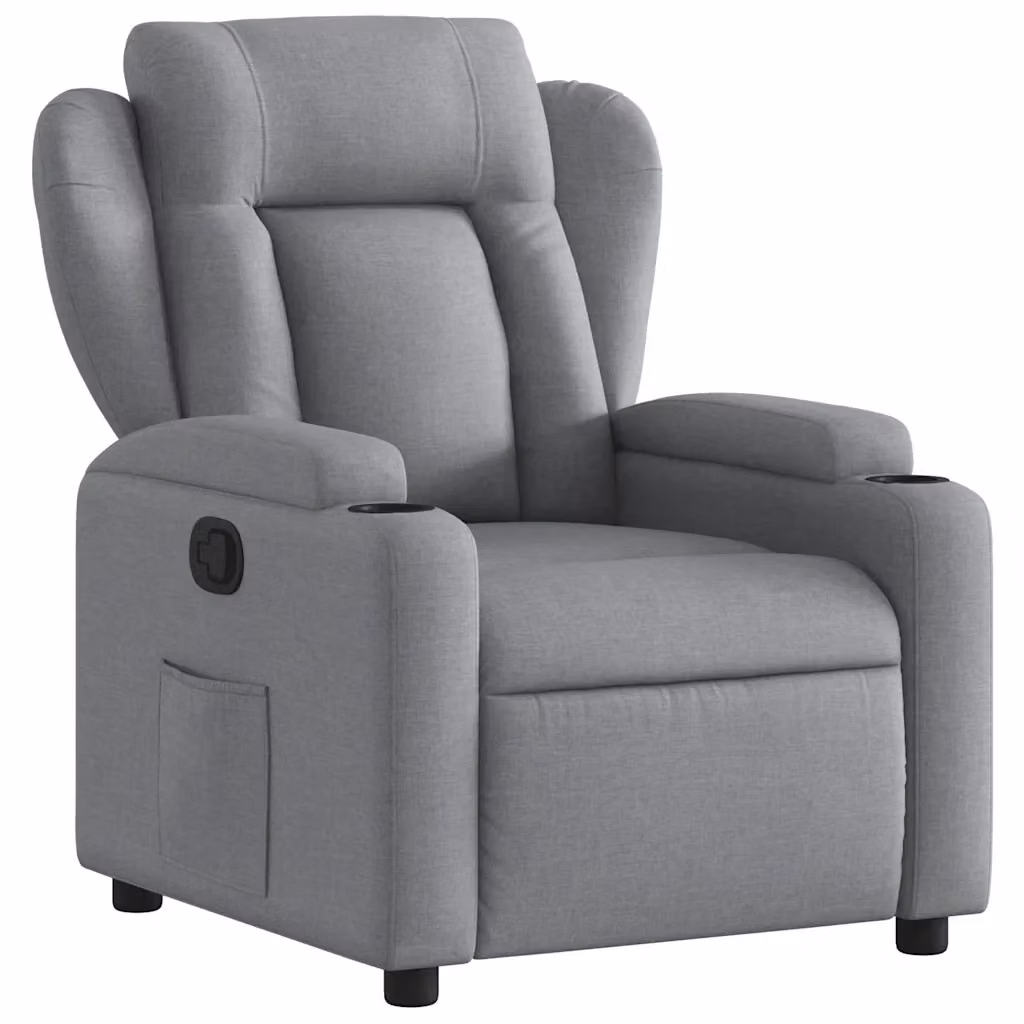 Poltrona Reclinabile Relax vidaXL in Tessuto Grigio con Braccioli e Regolazione Manuale – 2