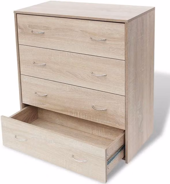 Credenza mobiletto consolle mobile contenitore con 4 cassetti 71 cm colore rovere marrone 4402121