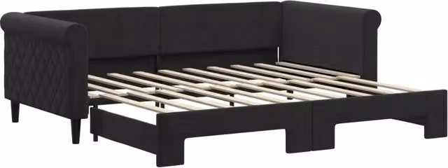 Divano letto | Sof¨¤ letto | Letto singolo Estraibile Nero 90x190 cm in Velluto