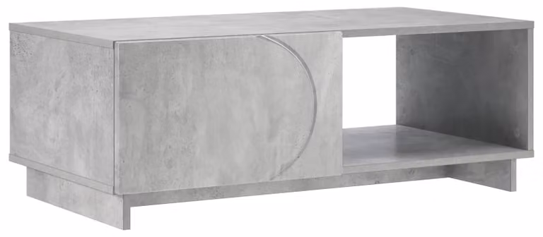 Tavolino da caffè grigio cemento, dimensioni 95 x 50,5 x 35 cm, realizzato in materiale composito di legno