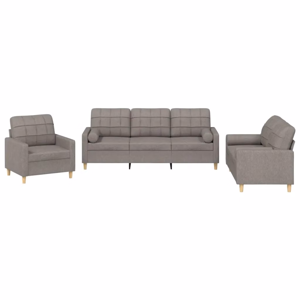 Set di divani 3 pezzi vidaXL beige in tessuto con cuscini per soggiorno moderno – 2
