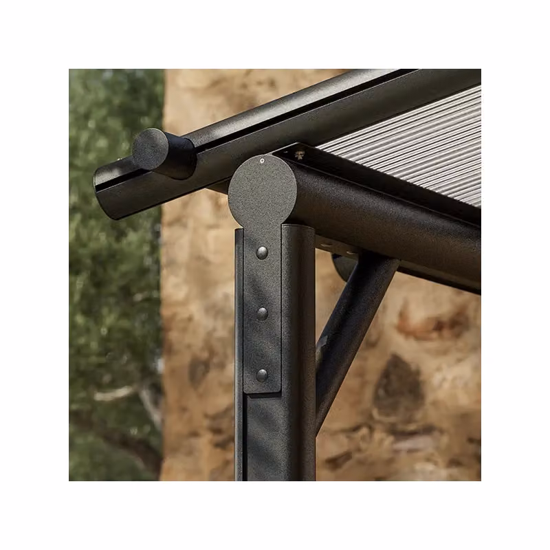 Pergola da parete Pergofrance Harmonie in alluminio e policarbonato, colore Antracite, L: 400 cm, P: 300 cm, H: 280 cm – 2