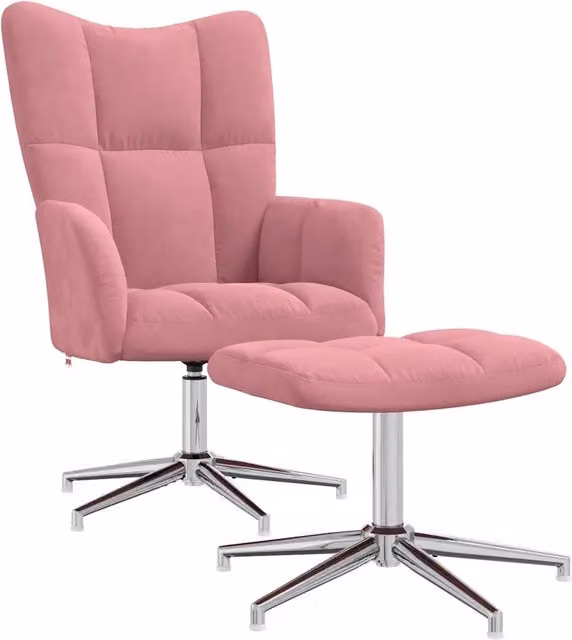 Poltrona Relax | Sedia Relax con Poggiapiedi Rosa in Velluto