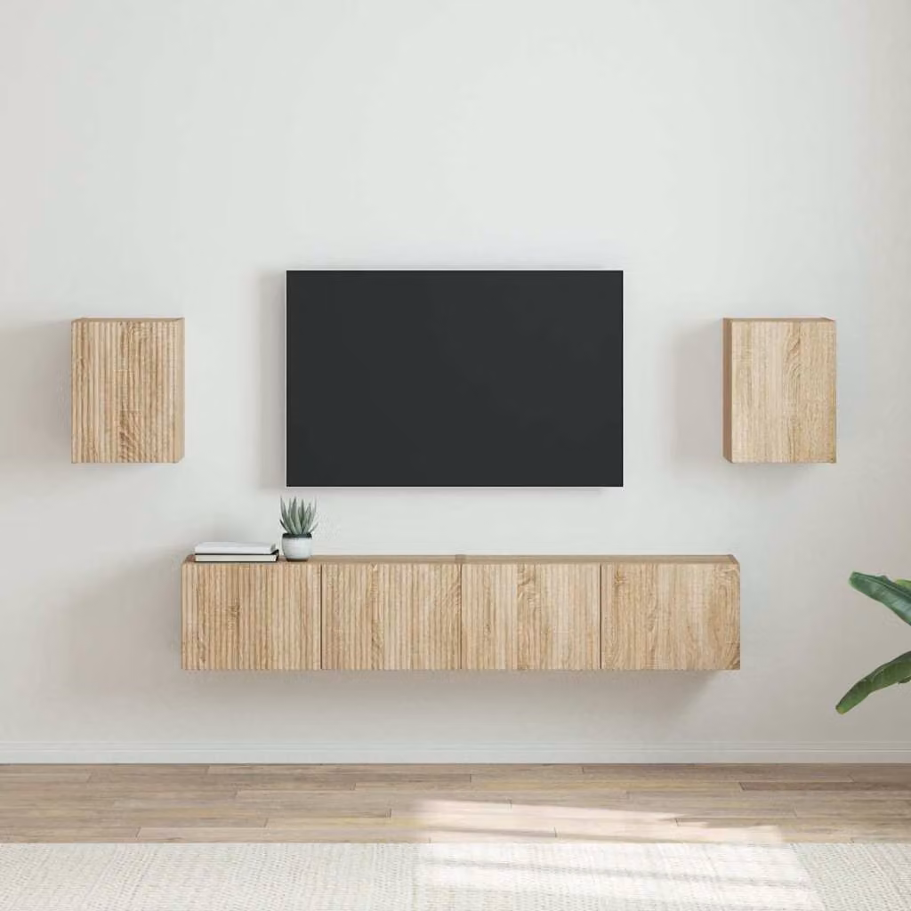Set di 2 supporti per TV da parete vidaXL in legno ingegnerizzato color Sonoma marrone con finitura opaca