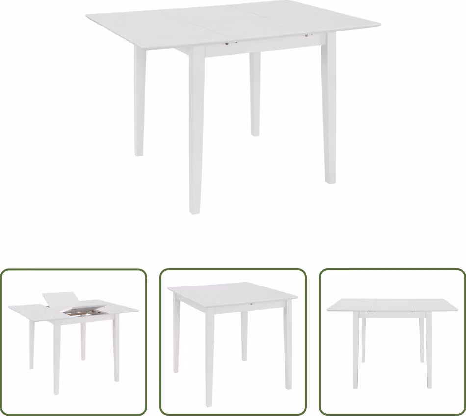 The Living Store Tavolo da pranzo allungabile bianco (80-120)x80x74 cm MDF