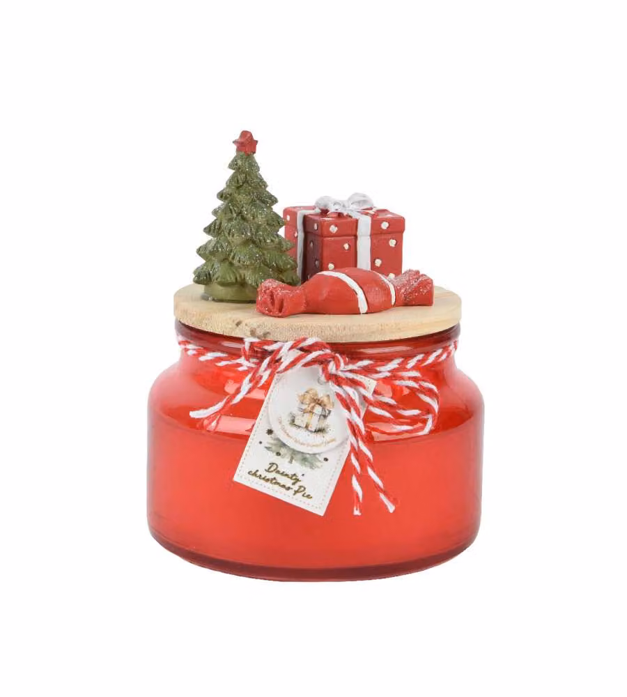 Decoris Candela di Natale Profumata in Vetro Rosso - 6,7x10 cm