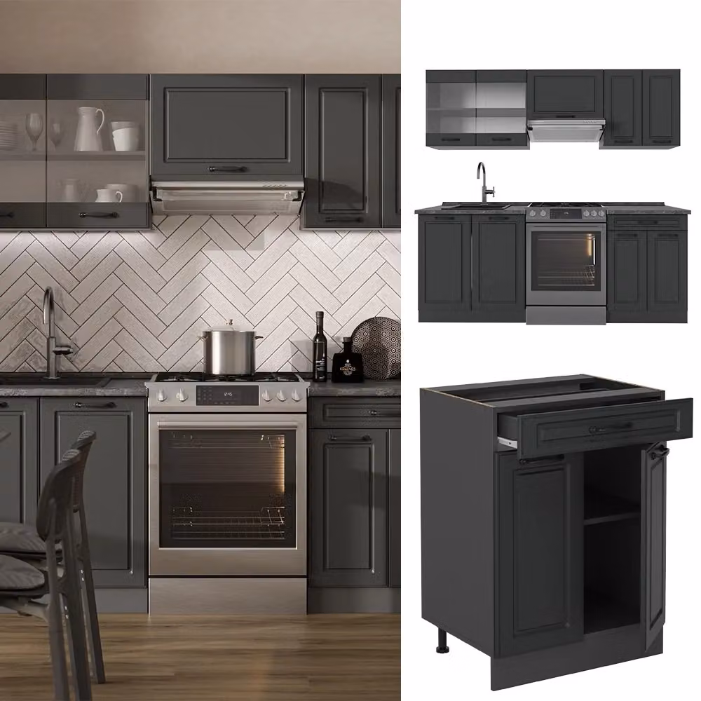 Cucina componibile R-Line Vicco colore Antracite e Rovere, L: 200 cm – 2