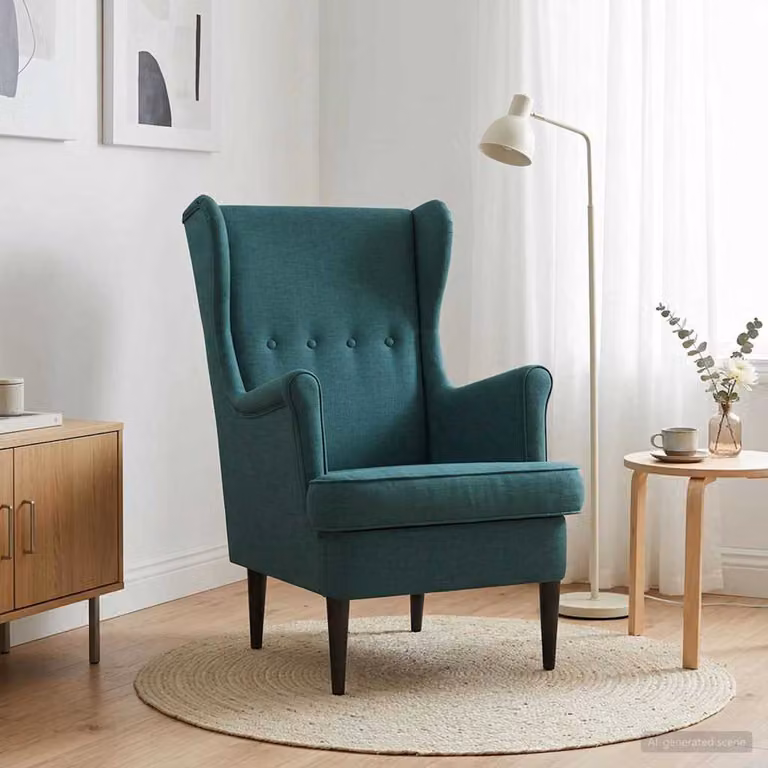 Poltrona Mid-Century vidaXL in Tessuto Verde con Braccioli e Struttura in Legno e Metallo