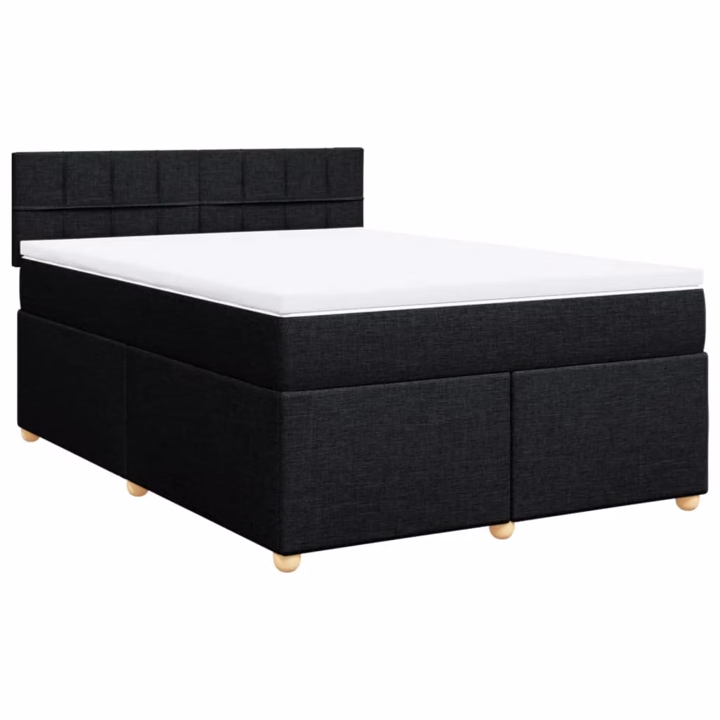 Giroletto a Molle con Materasso Nero 140x190 cm in Tessuto