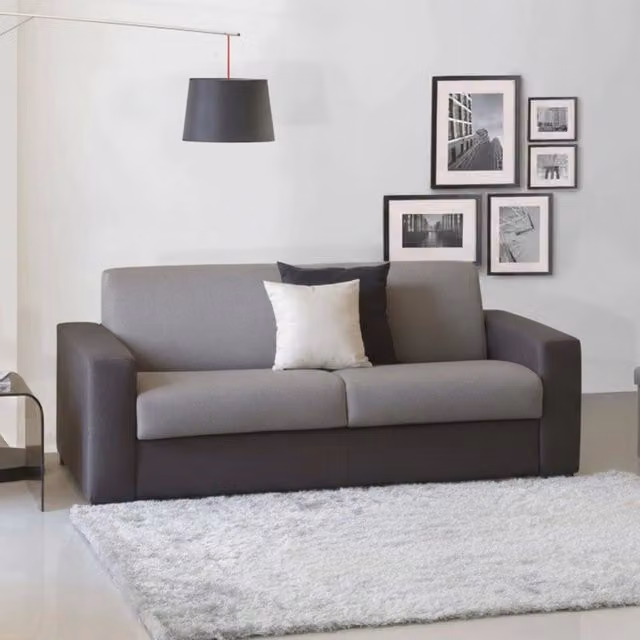 Divano Letto Estia Talamo Italia, Divano 3 posti con apertura girevole e coperture rimovibili, Grigio e Antracite, L: 220 cm, H: 90 cm, P: 95 cm