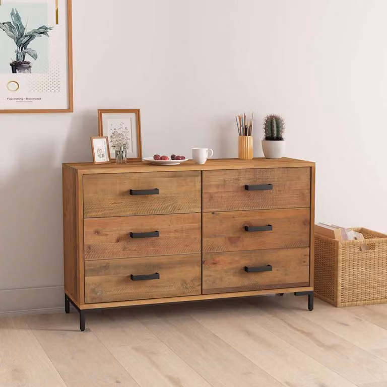 Credenza in legno massello di pino marrone vidaXL L: 110 cm, P: 35 cm, H: 70 cm