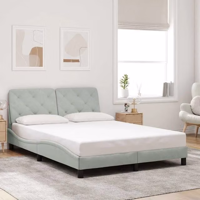 Giroletto vidaXL in velluto grigio chiaro senza materasso L/P/H: 140 x 190 cm – 1