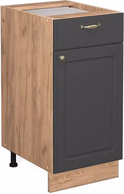 Mobiletto base per cucina Vicco Fame-Line Antracite e Rovere dorato con ante e cassetti L: 40 cm