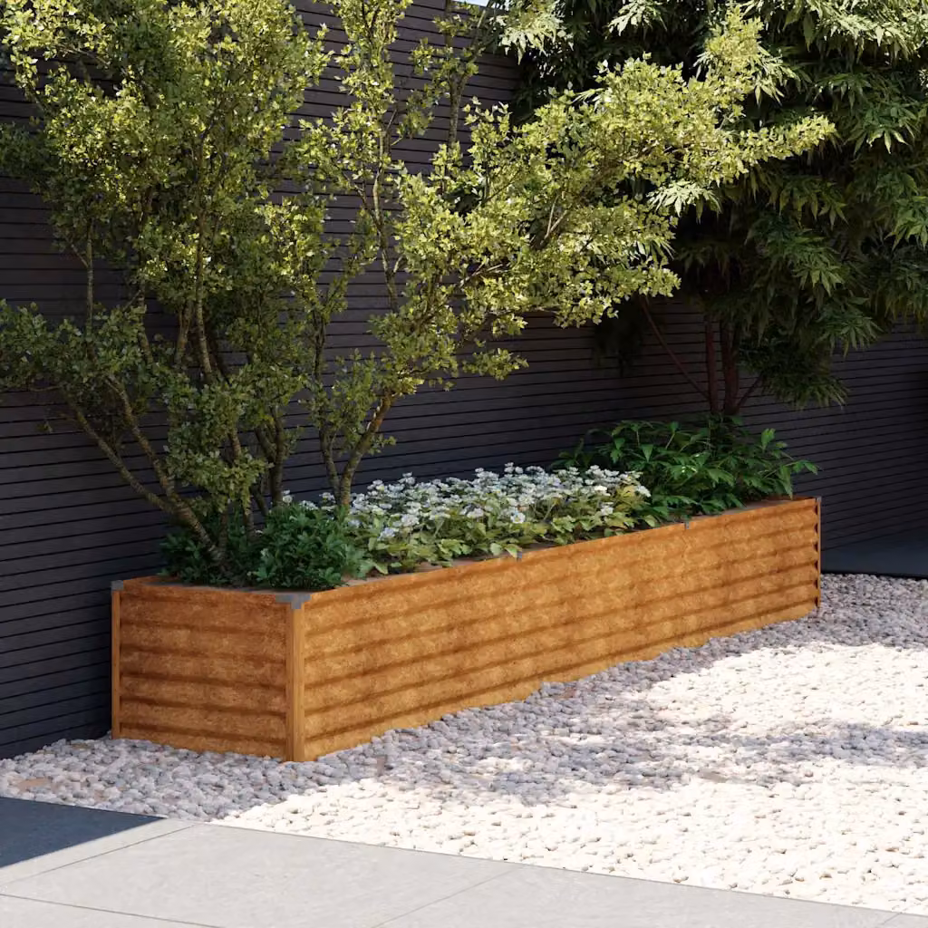 Letto rialzato da giardino vidaXL in acciaio Corten marrone L: 291 cm, P: 50 cm, H: 36 cm