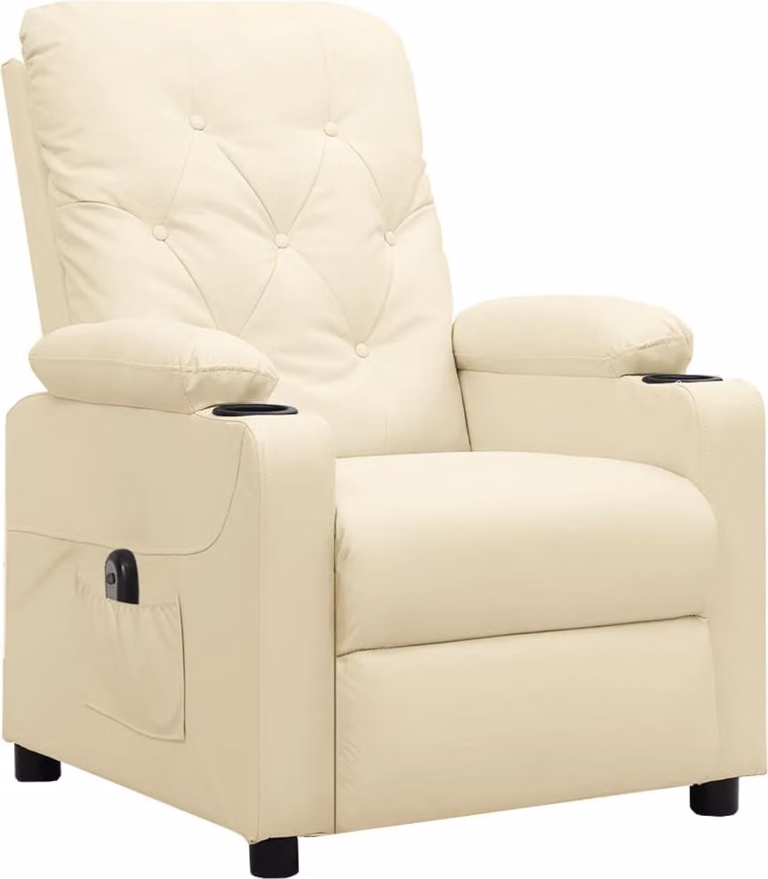 vidaXL Poltrona relax elettrica in Pelle finta crema