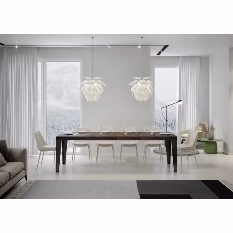 Tavolo allungabile Itamoby in stile industrial con piano in MDF laminato e telaio in metallo, Colore Antracite e Marrone, L: 90 cm, P: 160-264 cm, H: 77 cm – 2