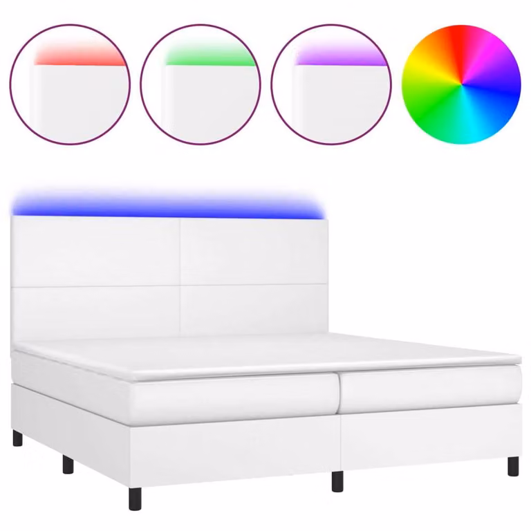 Giroletto Molle con Materasso e LED Bianco 200x200cm Pelle finta