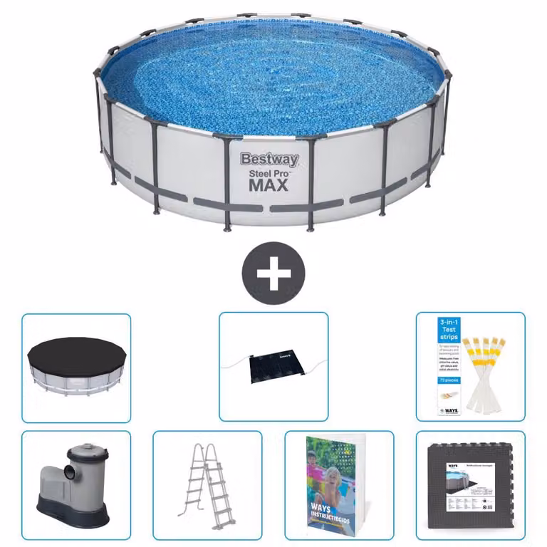Piscina gonfiabile Bestway Steel Pro MAX, rotonda, 488x122 cm, composta da 6 parti, modello S543