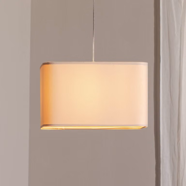 Lampada a sospensione Kwadro Maco Design, dimmerabile, Bianco / Opale, Soggiorno / Sala da pranzo, Tessuto / Stoffa / Seta, Lampada a sospensione