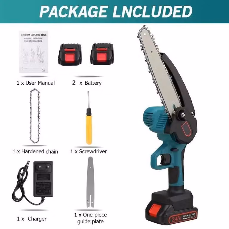 Troncatrice a batteria compatta - 20 cm, motosega a batteria - 18 V, senza fili - Scudo orientabile da 0 a 130°, manico ergonomico, 2 batterie, ideale per la potatura degli alberi