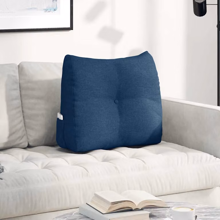 Cuscino per schiena a cuneo vidaXL blu in poliestere con rivestimento rimovibile L 60 cm x P 24 cm x H 50 cm