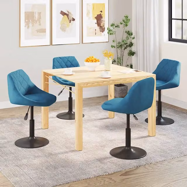Sedie da Pranzo Girevoli 4 pz Blu in Velluto 3088795
