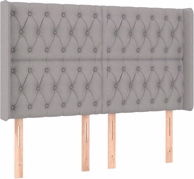 Testiera ad orecchio in tessuto grigio chiaro L: 163 cm, P: 16 cm, H: 118/128 cm