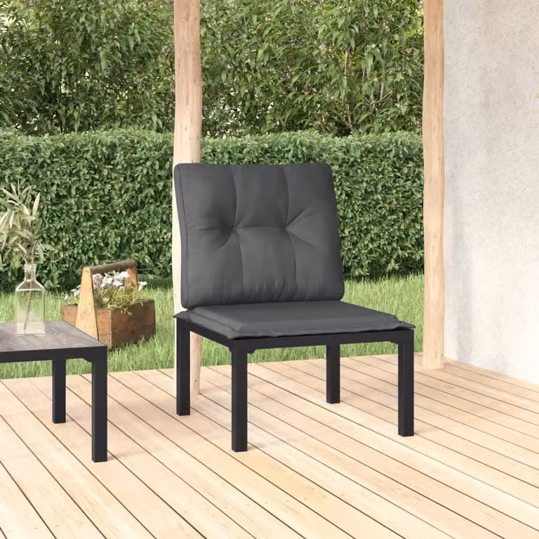 vidaXL Poltrona da Giardino Moderna in Polyrattan e Metallo con Cuscini, Colore Nero e Grigio
