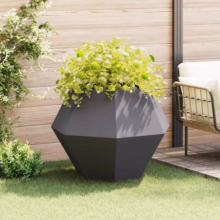 Fioriera vidaXL in acciaio nero per giardino ornamentale o erbe aromatiche L/P/H: 100 x 100 x 80 cm