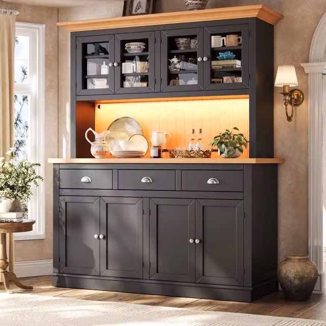 Armadio Sottotetto con Ante in Vetro e Ripiani Regolabili ¨C Minimal ¨C Nero in Legno Multistrato