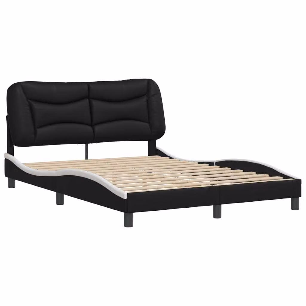 Giroletto senza Materasso Hvar Nero e Bianco 120x200 cm in Pelle finta