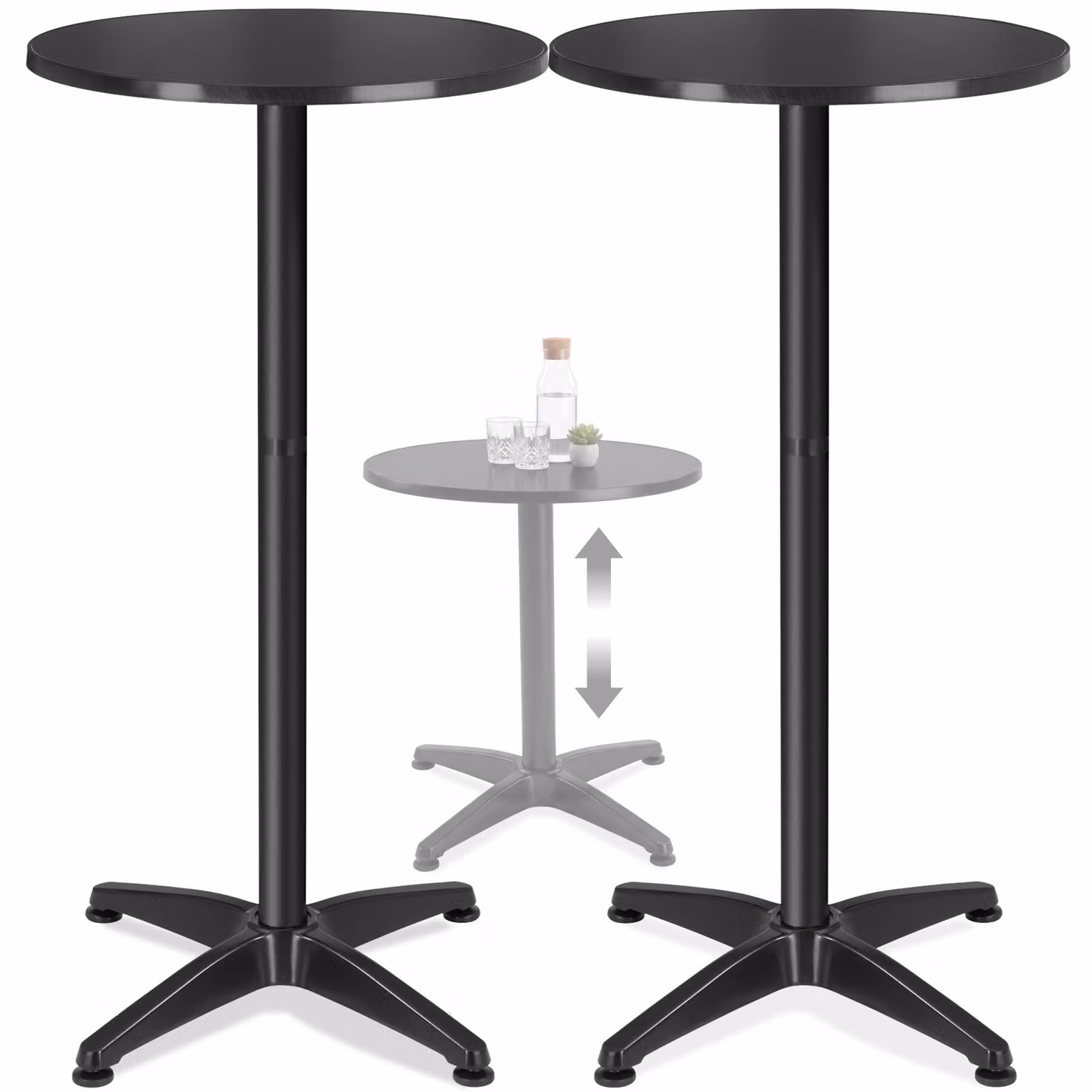 Tavolino da bistrot rotondo TecTake in metallo nero regolabile in altezza, Diametro: 60 cm – 1