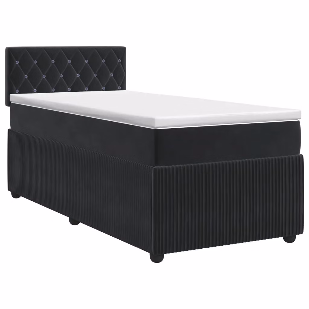 Letto box spring con materasso vidaXL in velluto nero L/P/H: 200 x 90 x 40 cm – 2