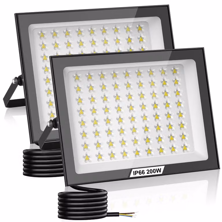 Fari LED da esterno, 200 W, confezione da 2, 20.000 lumen, grado di protezione IP66, luce bianca fredda