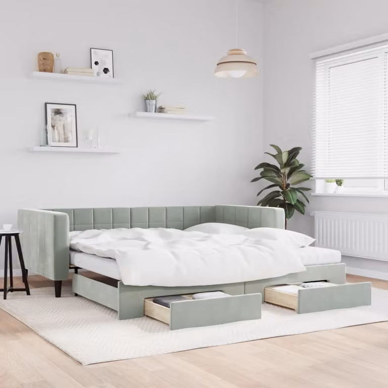 vidaXL Divano Letto Moderno in Velluto con Cassetti, L: 223 cm, P: 110 cm, H: 68 cm