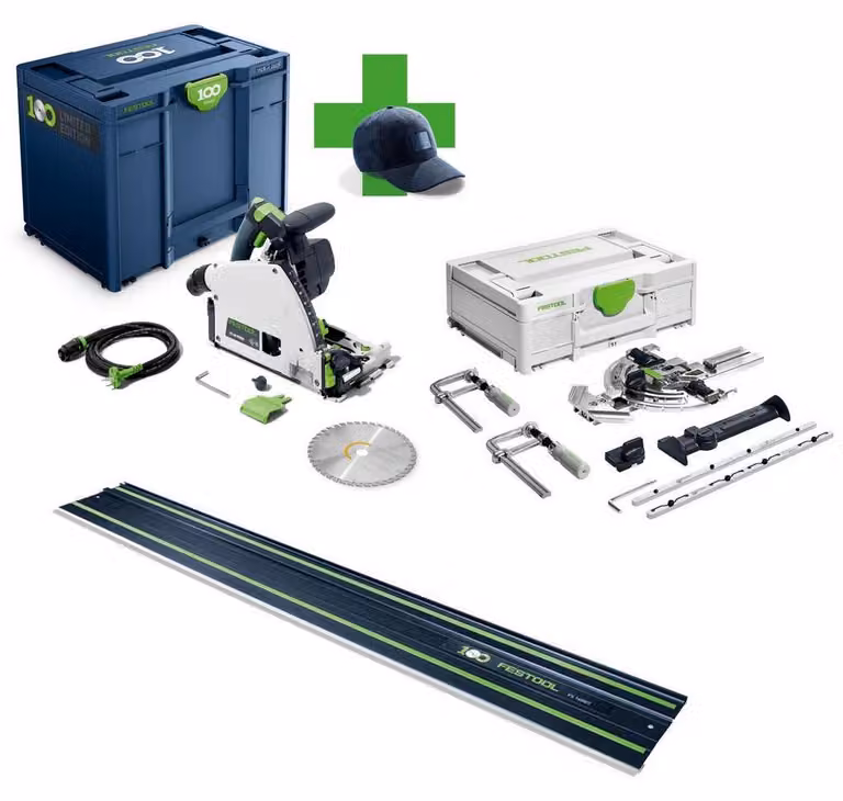 Sega circolare a immersione Festool TS 60 KEBQ-Plus-FS 100Y, con guida lineare da 1400 mm e set FS/2