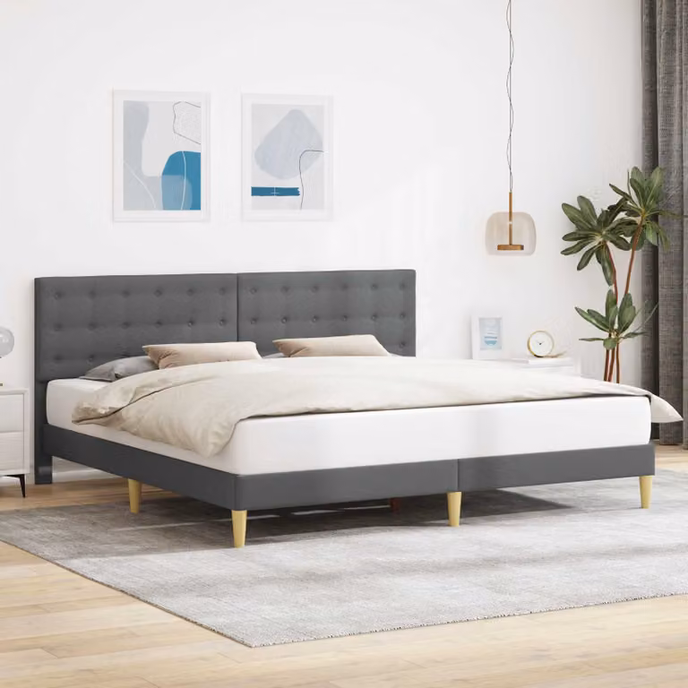 Struttura del letto imbottita vidaXL in tessuto grigio, L 180 x P 200 cm