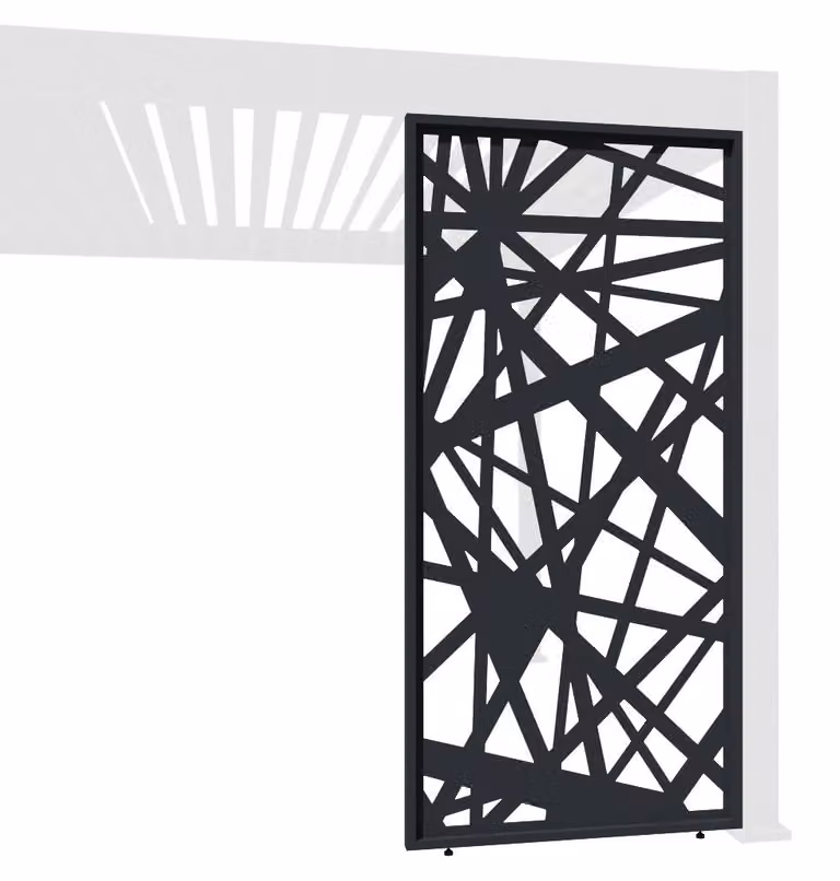 Pannello decorativo laterale per pergola, design astratto, alluminio, colore antracite