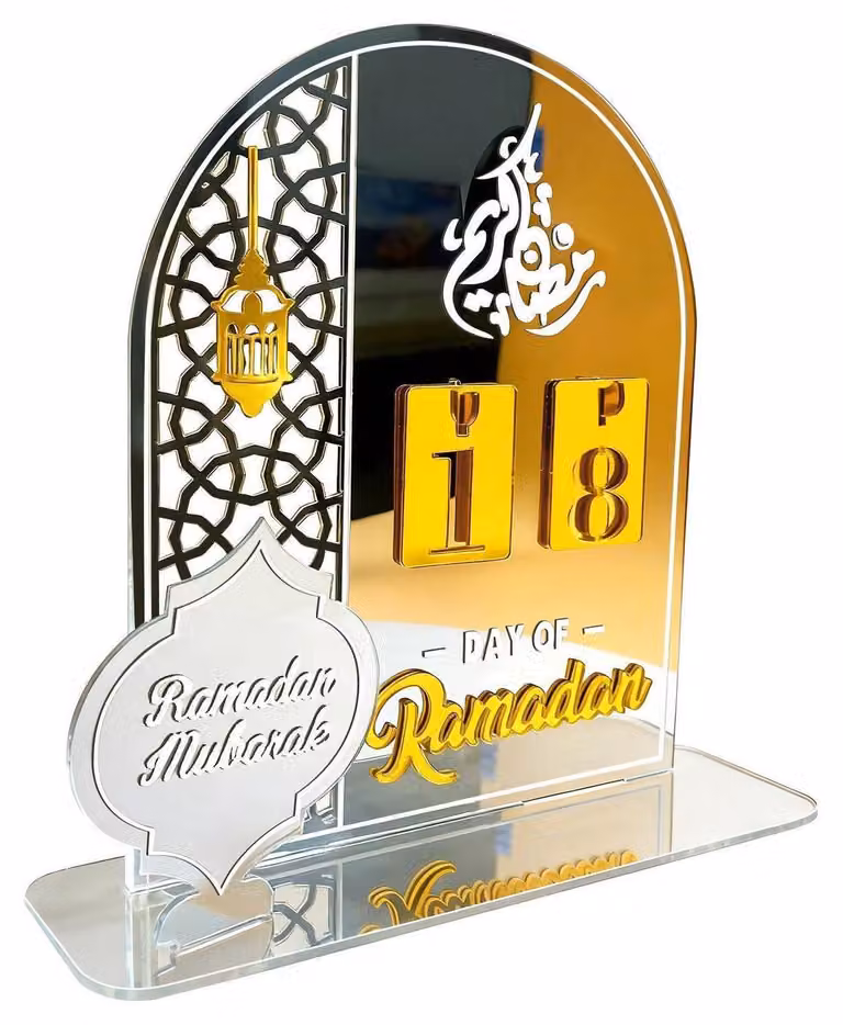 Calendario Ramadan in acrilico, decorazione per la festa di Eid Mubarak, calendario dell'Avvento, decorazione per la tavola, riutilizzabile