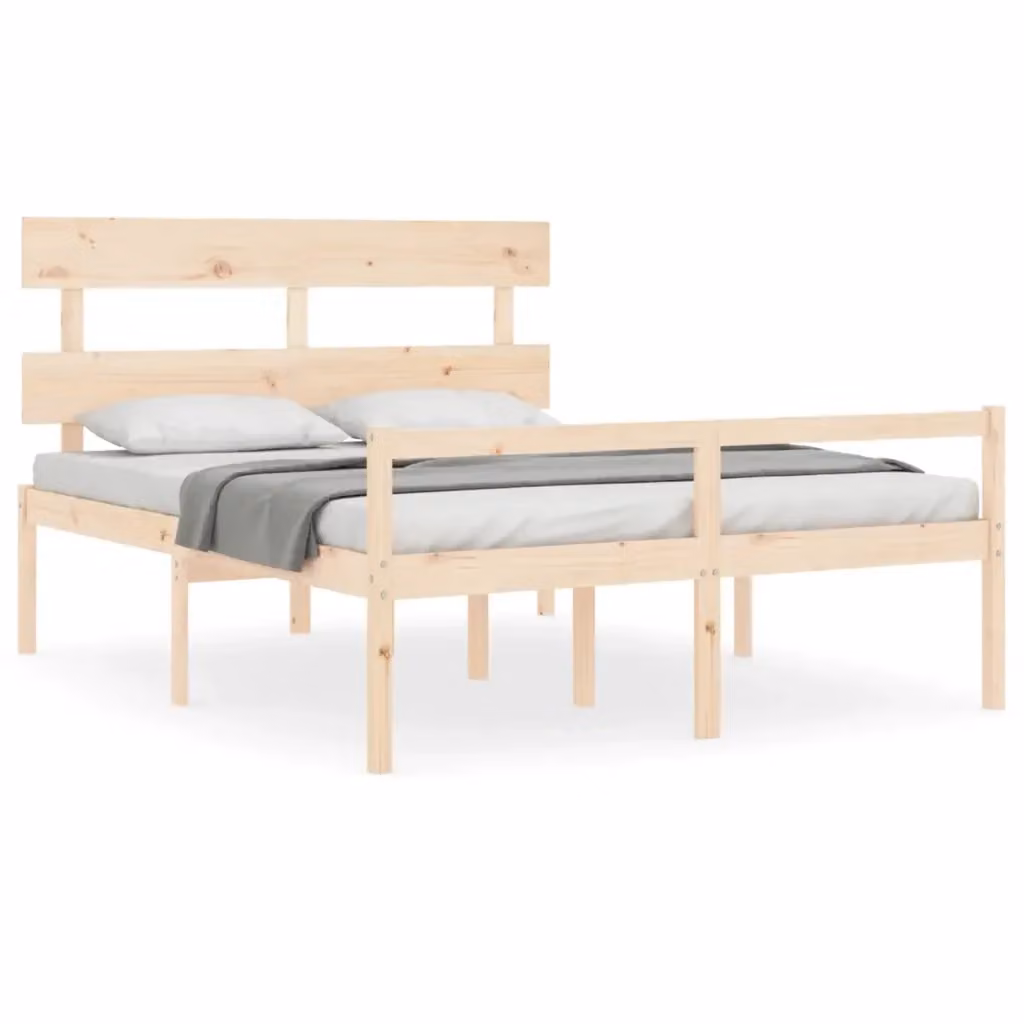 Letto per anziani vidaXL in legno massello di pino con testiera stile rustico L/P: 160 x 200 cm – 2