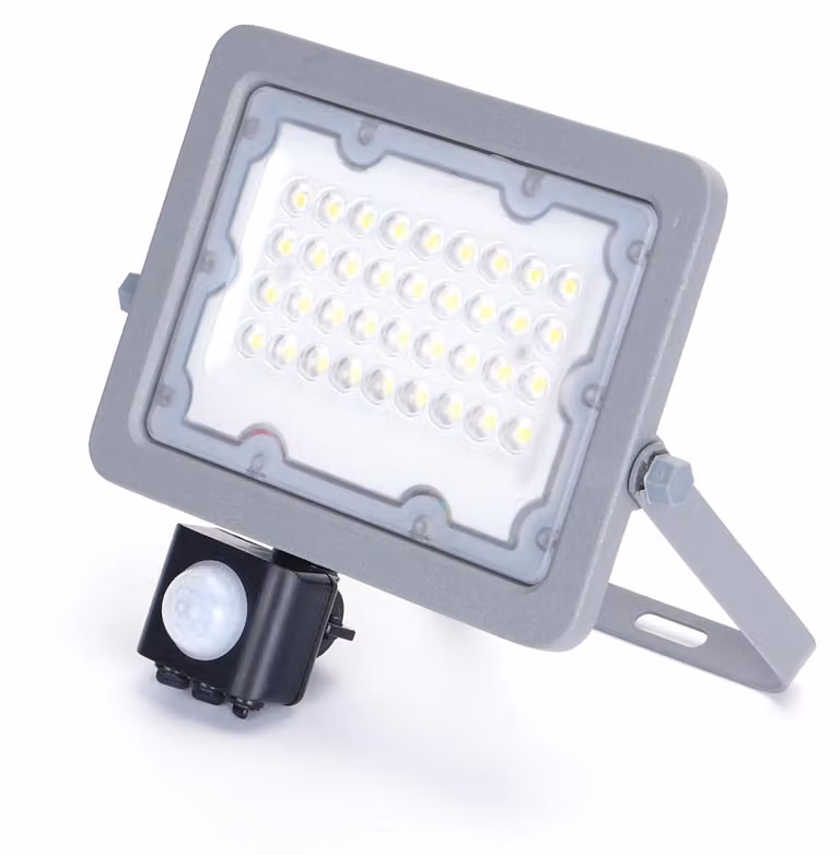 Fareto a LED da 30 W, luce bianca fredda a 6500 K, grado di protezione IP65, con sensore di movimento