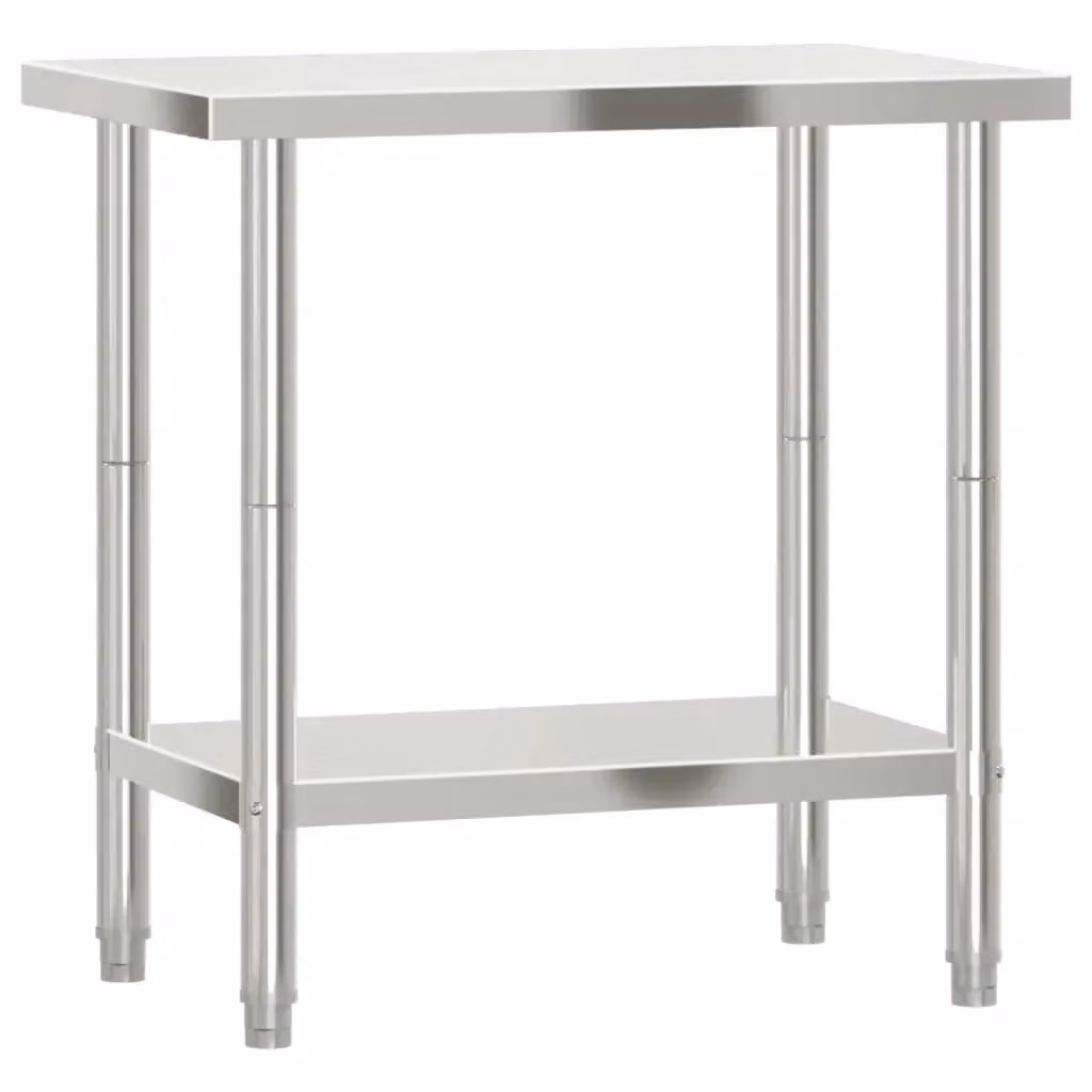 Tavolo da lavoro professionale per cucina vidaXL in metallo argento, L/P/H: 82,5 x 55 x 85 cm – 2